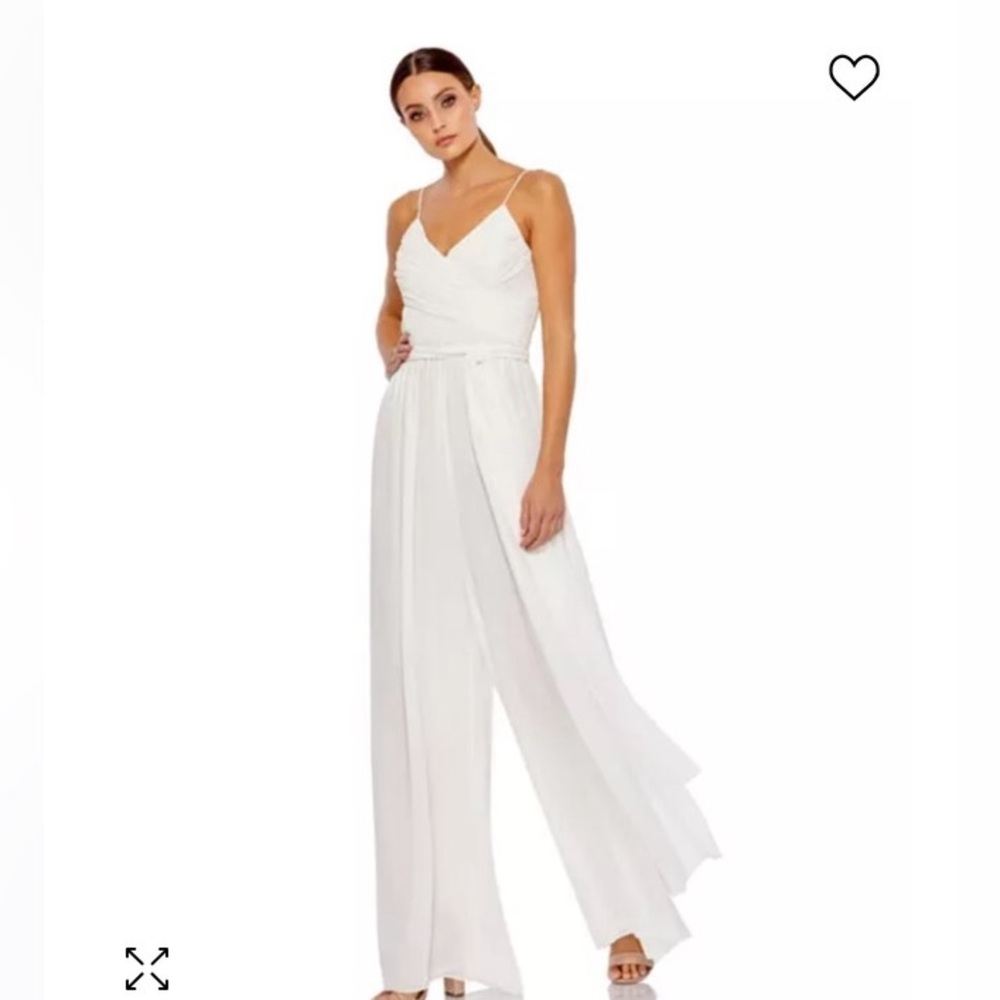Mac Duggal all white sleeveless jumpsuit